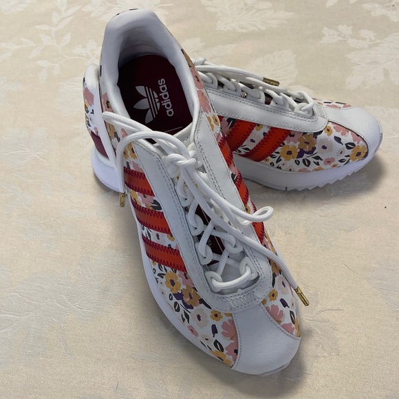 adidas Other - adidas Kids White and Red Floral Sneakers